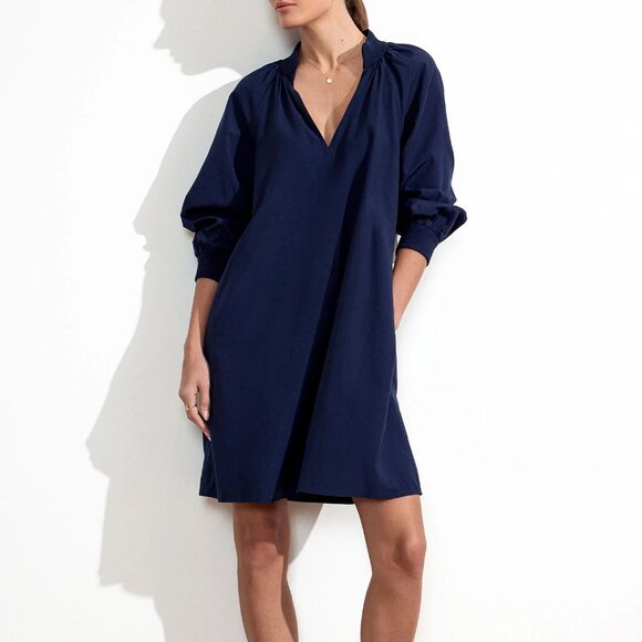 Brochu Walker Amaia Navy Poplin Dress - Sz M - EUC - Picture 1 of 9